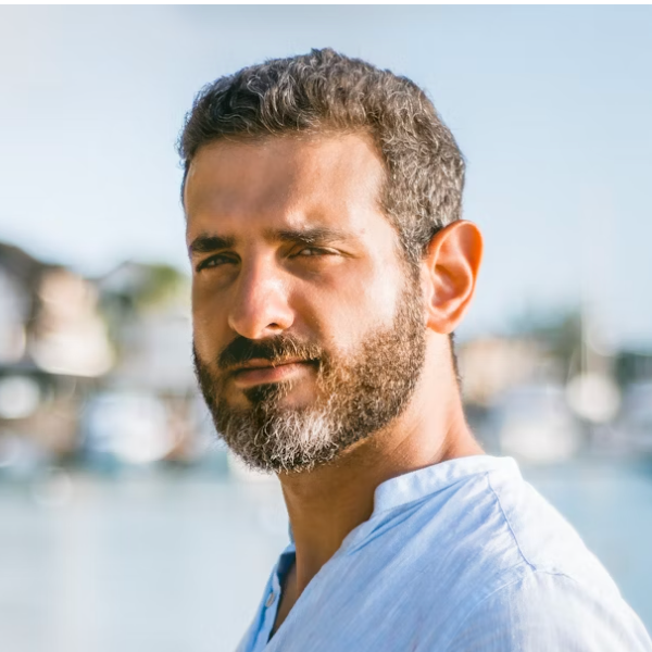 Bearded man looking away portrait